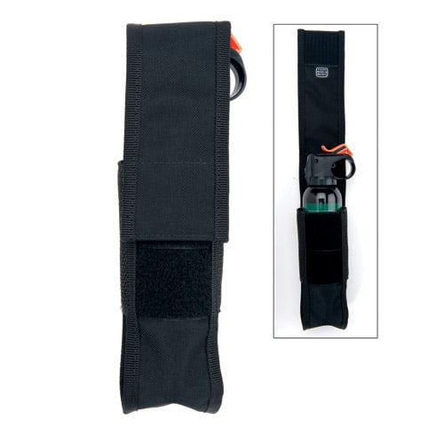 A black pouch with a Guard Alaska® Bear Spray 9 oz attached to it.