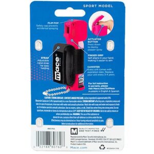 A package with a Mace® Pepper Spray Jogger - Pink with a chain attached to it.