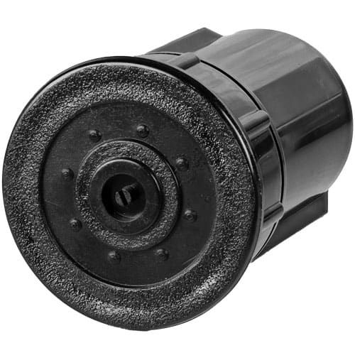 A black plastic lid on a white background, designed as a Sprinkler Head Key Hider Diversion Safe.