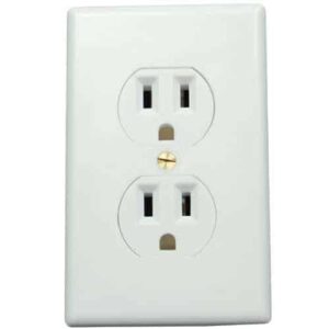 A white Wall Socket Diversion Safe with two outlets on it.