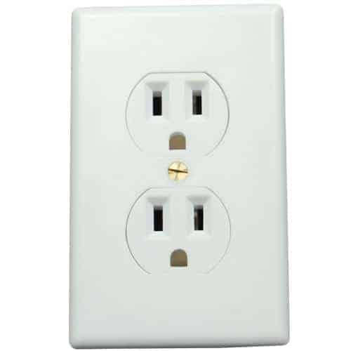 A white Wall Socket Diversion Safe with two outlets on it.