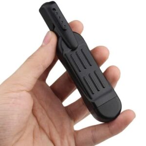 A person holding a Pocket Clip Hidden Spy Camera with Built in DVR.
