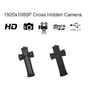 A Cross Hidden Spy Camera with built in DVR, equipped with a DVR.