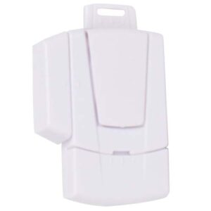 A white plastic Magnetic Door Alarm with Disarm Key on a white background.