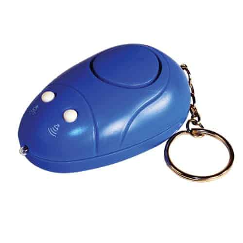 A Keychain Alarm with Light with a blue mouse on it.