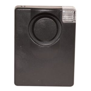 A 3in1 130db Personal Alarm With Light, a black plastic box with a button on it that emits a powerful 130db sound.