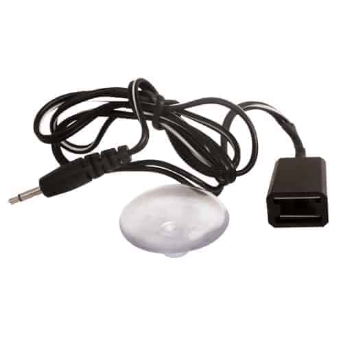 A black cord with a white plug attached to it, designed for Water Overflow Sensor Attachment.