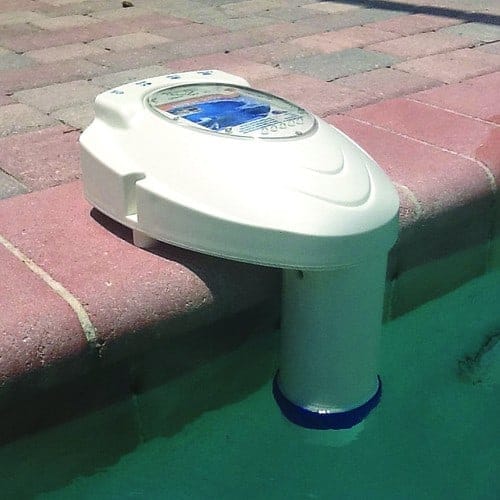 A swimming pool equipped with a Pool Alarm.
