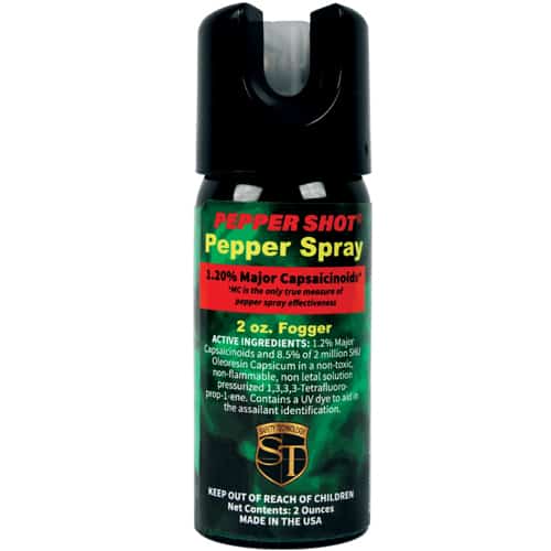 Pepper Shot 1.2% MC 2 oz Pepper Spray, also known as Pepper Shot 1.2% MC 2 oz pepper spray or 1.2% MC pepper spray, is a self-defense tool designed to provide personal safety and protection. It is a non-lethal product.
