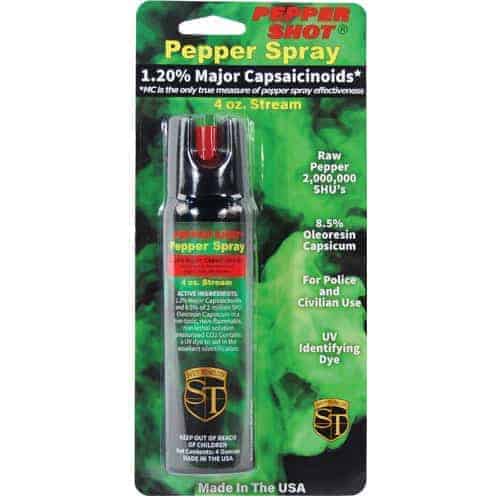 Pepper Shot 1.2% MC 4 oz Pepper Spray Front Packaged A