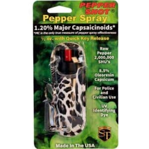 Pepper Shot 1.2% MC ½ oz Halo Holster – Leopard Black/White