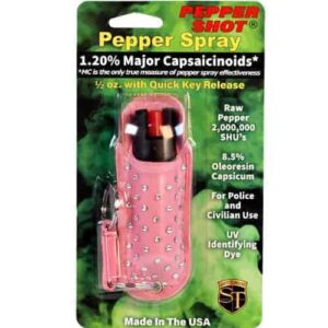 Pepper Shot 1.2% MC ½ oz Halo Holster – Rhinestone Pink