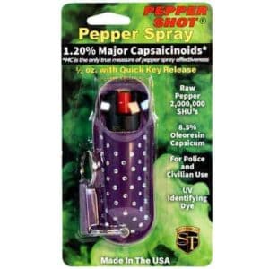 Pepper Shot 1.2% MC ½ oz Halo Holster – Rhinestone Purple