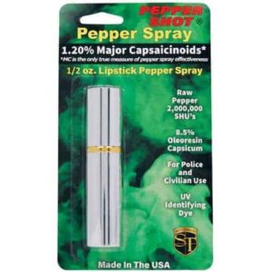 Pepper Shot 1.2% MC 1/2 oz Lipstick Pepper Sprays Silver