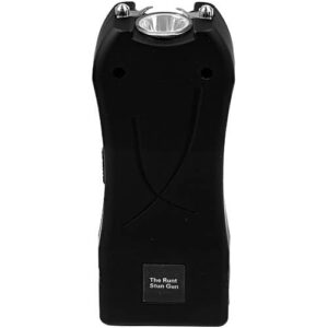 A Runt Rechargeable Stun Gun With Flashlight And Wrist Strap Disable Pin on a white background.