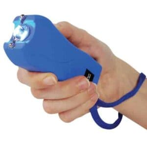 Runt Rechargeable Stun Gun With Flashlight And Wrist Strap Disable Pin Blue D