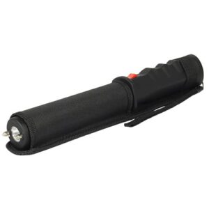 A Safety Technology Repeller Stun Baton Black with a red handle on a white background, providing safety and technology.