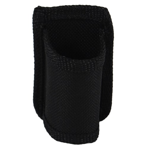 A black pouch with a zipper on it, perfect for storing your Mini Badass Flashlight Stun Gun 85,000,000 volts.