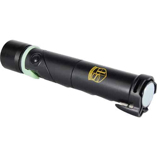 An 8-N-1 Car Charger Power Bank Auto Safety Tool with a green light on it that also functions as an auto safety tool.