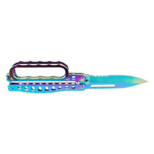 A colorful Butterfly Trench Knife Plasma on a white background.