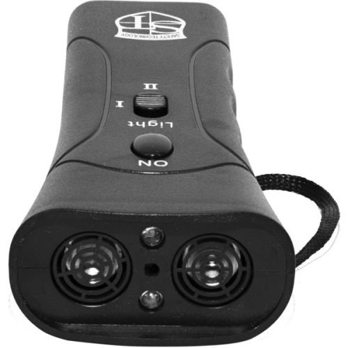 An Safety Technology Electronic Dog Repeller/Trainer with a microphone attached to it.