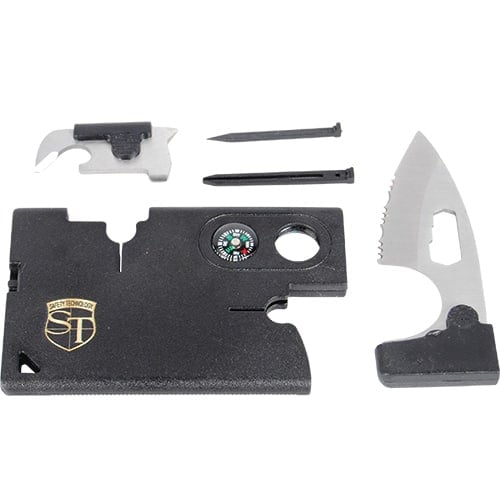 A Multi Function Combination Tool Card featuring a knife and compass, designed as a convenient tool card.