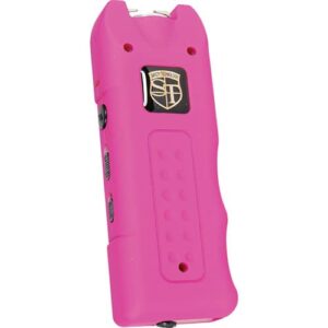 A pink Rechargeable stun gun on a white background.