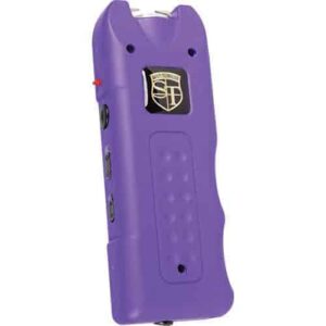 A Purple MultiGuard Stun Gun cell phone with a logo on it.