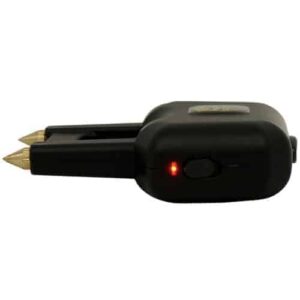 A small black Spike Stun Guns with a red light on it, potentially used for self-defense purposes.