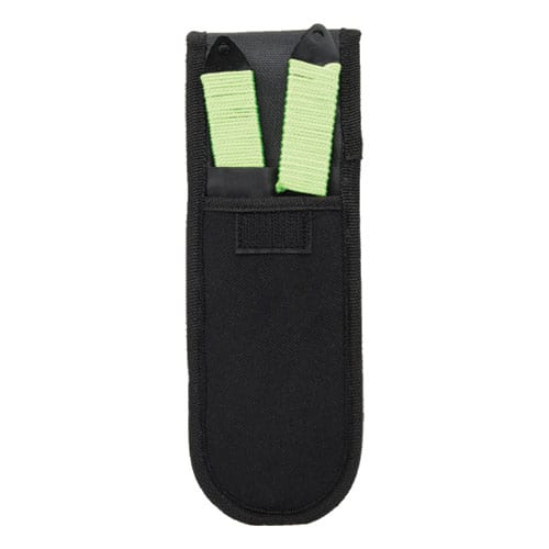 A green and black pouch for Throwing Knife 2 Piece Green BioHazard.