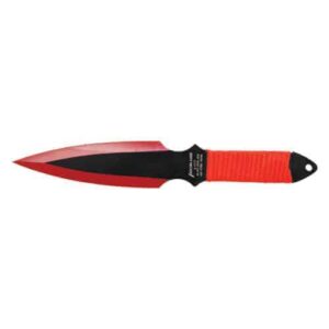A red 2 Piece Throwing Knife Red Color BioHazard on a white background.