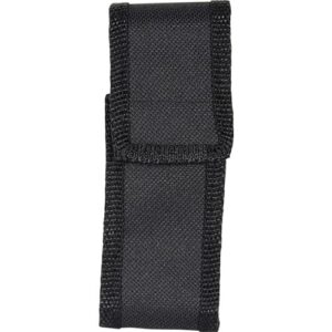 A black nylon pouch with a zipper, designed to securely hold a Trigger Stun Gun Flashlight with Disable Pin.