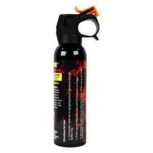 A black spray bottle with an orange handle, containing Wildfire™ 1.4% MC Pepper Spray Fogger.