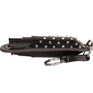 A black leather key holder studded with WildFire™ 1.4% MC 1/2 oz Halo Holster.