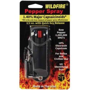 Wildfire pepper spray is a potent self-defense product that offers reliable protection. It contains a 1.4% MC (Major Capsaicinoids) formula, making it highly effective against potential attackers
