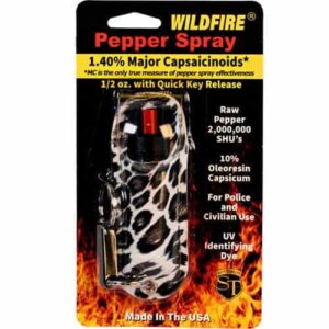 Wildfire pepper spray in leopard print with holster.