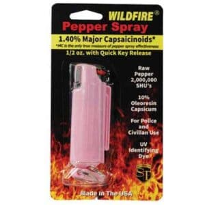 Wildfire pepper spray in pink packaging is a highly effective self-defense tool.