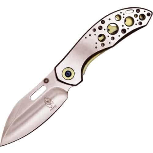 Assisted Open Folding Pocket Knife with Gold Trim O