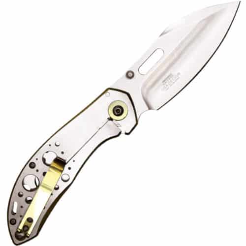 Assisted Open Folding Pocket Knife with Gold Trim BO