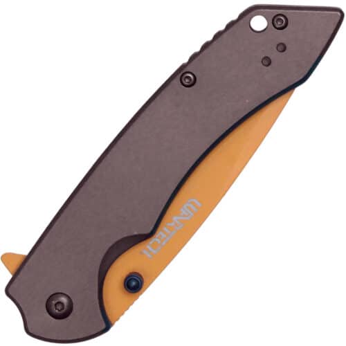 Assisted Open Folding Pocket Knife with Grey handle and Orange Blade