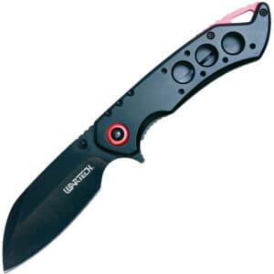 Assisted Open Folding Pocket Knife, Black Handle w/ Red Accents Open