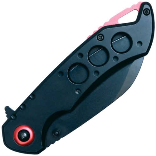 Assisted Open Folding Pocket Knife, Black Handle w/ Red Accents