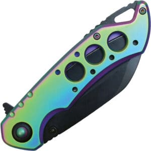 Assisted Open Folding Pocket Knife, Rainbow Handle w/ Black Accents