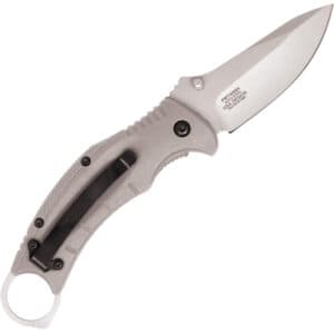 Assisted Open Pocket Knife Black and Gray with hidden second blade open back b