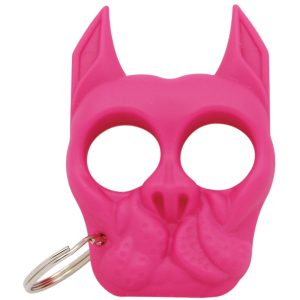 Brutus Bulldog Self-Defense Keychain — Impact-Resistant ABS Plastic, Pointed Ear Strike Tips, Finger-Hole Grip Design, Compact 2.5" x 3.5", Available in Pink