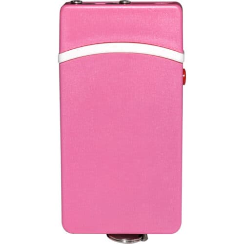 Fang Keychain Stun Gun and Flashlight with Battery Meter Pink Side