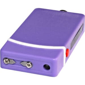 Fang Keychain Stun Gun and Flashlight with Battery Meter Purple Front