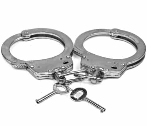 Solid Steel Handcuffs Sliding Double Lock Mechanism Locked