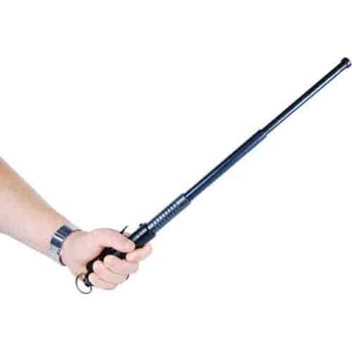Automatic Expandable Steel Baton Black with Handle Opened 3