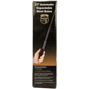 Automatic Expandable Steel Baton Black Packaged